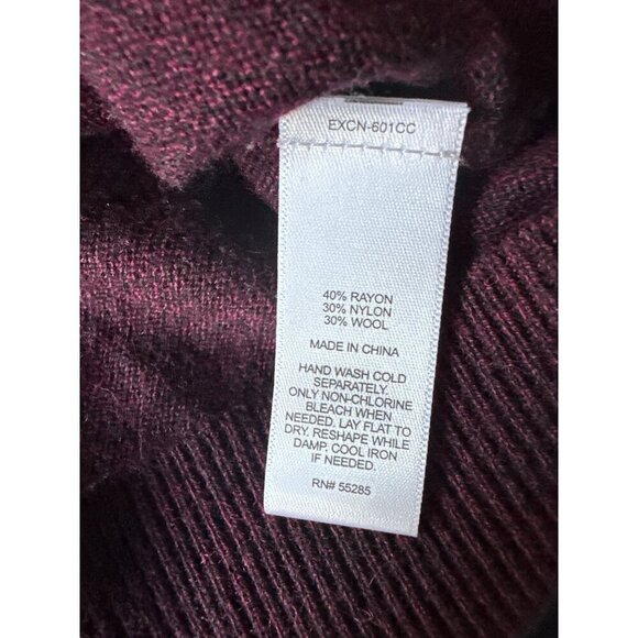 Express Burgundy V-Neck Sweater M Wool Blend - Picture 4 of 5
